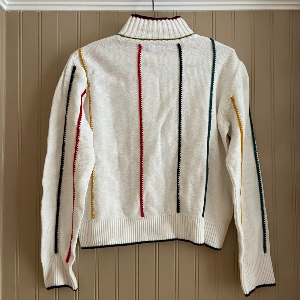 Rag & Bone New York Cotton Cashmere Merino White Stripe Sweater Women’s Large - Picture 3 of 6